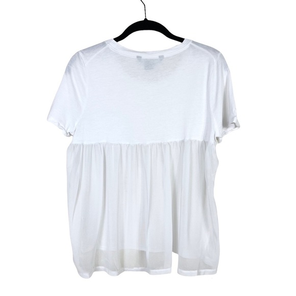 French Connection White Hopper Short Sleeve Sheer Back Modal Top Size XS - Picture 4 of 8